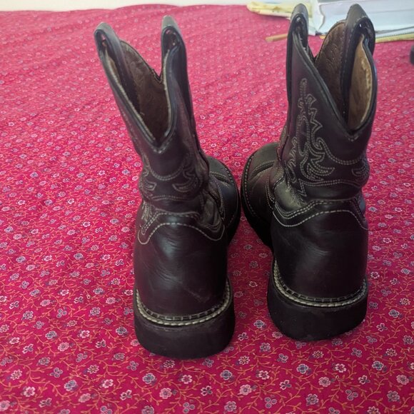 Ariat Fat Baby Boots Leather Western Embroidered Chunky Cowgirl Style # 14788 - Picture 4 of 11